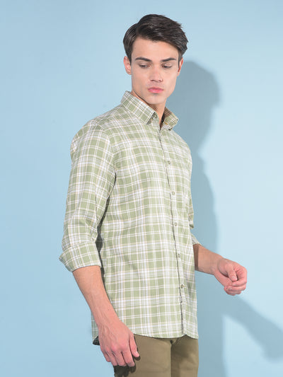 Green Tartan Check 100% Cotton Shirt-Men Shirts-Crimsoune Club