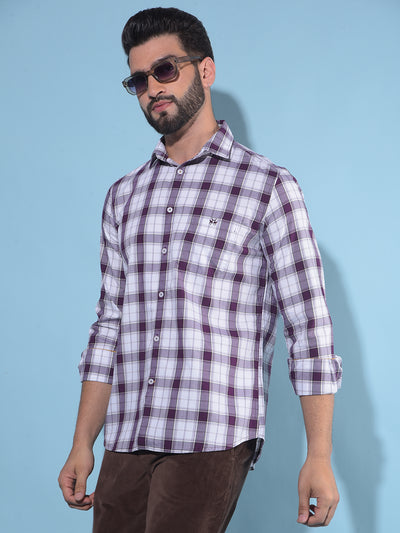 Purple Tartan Check 100% Cotton Shirt-Men Shirts-Crimsoune Club