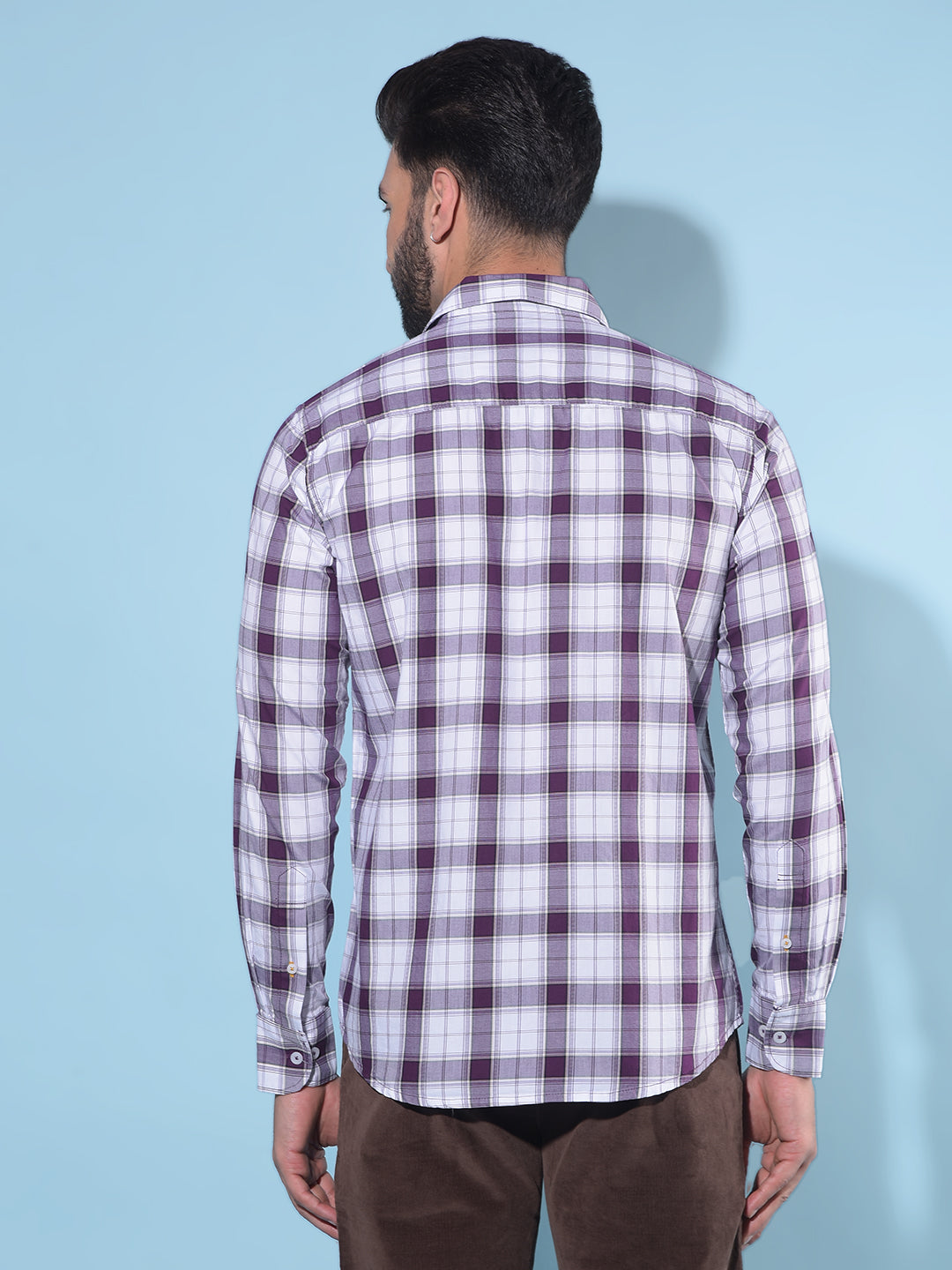 Purple Tartan Check 100% Cotton Shirt-Men Shirts-Crimsoune Club