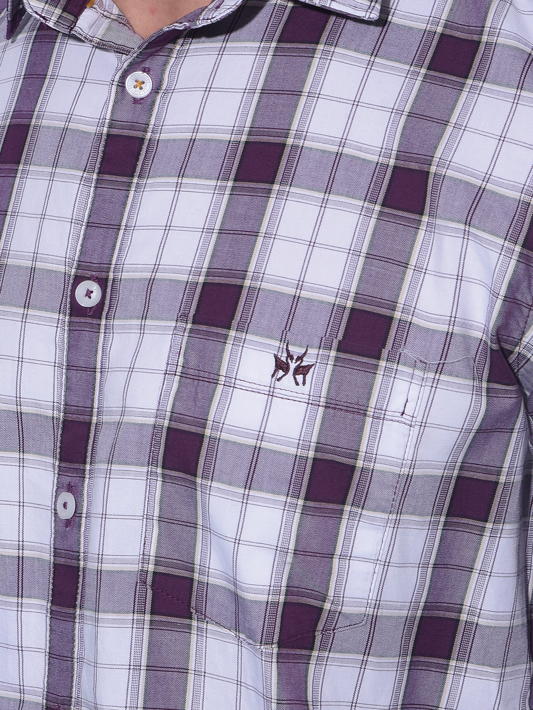 Purple Tartan Check 100% Cotton Shirt-Men Shirts-Crimsoune Club