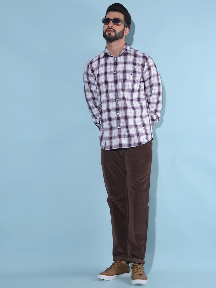 Purple Tartan Check 100% Cotton Shirt-Men Shirts-Crimsoune Club