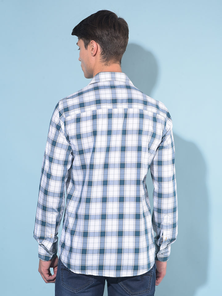 Blue Tartan Check 100% Cotton Shirt-Men Shirts-Crimsoune Club
