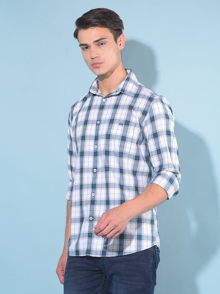 Blue Tartan Check 100% Cotton Shirt-Men Shirts-Crimsoune Club