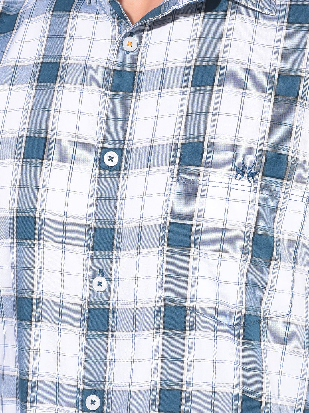 Blue Tartan Check 100% Cotton Shirt-Men Shirts-Crimsoune Club