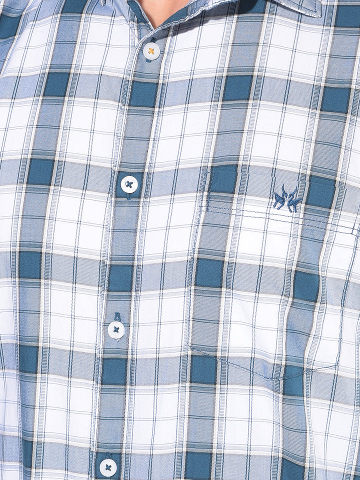 Blue Tartan Check 100% Cotton Shirt-Men Shirts-Crimsoune Club