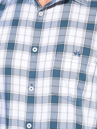 Blue Tartan Check 100% Cotton Shirt-Men Shirts-Crimsoune Club