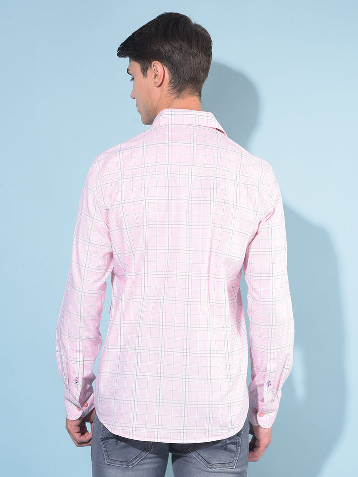 Pink Tartan Check 100% Cotton Shirt-Men Shirts-Crimsoune Club