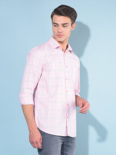 Pink Tartan Check 100% Cotton Shirt-Men Shirts-Crimsoune Club