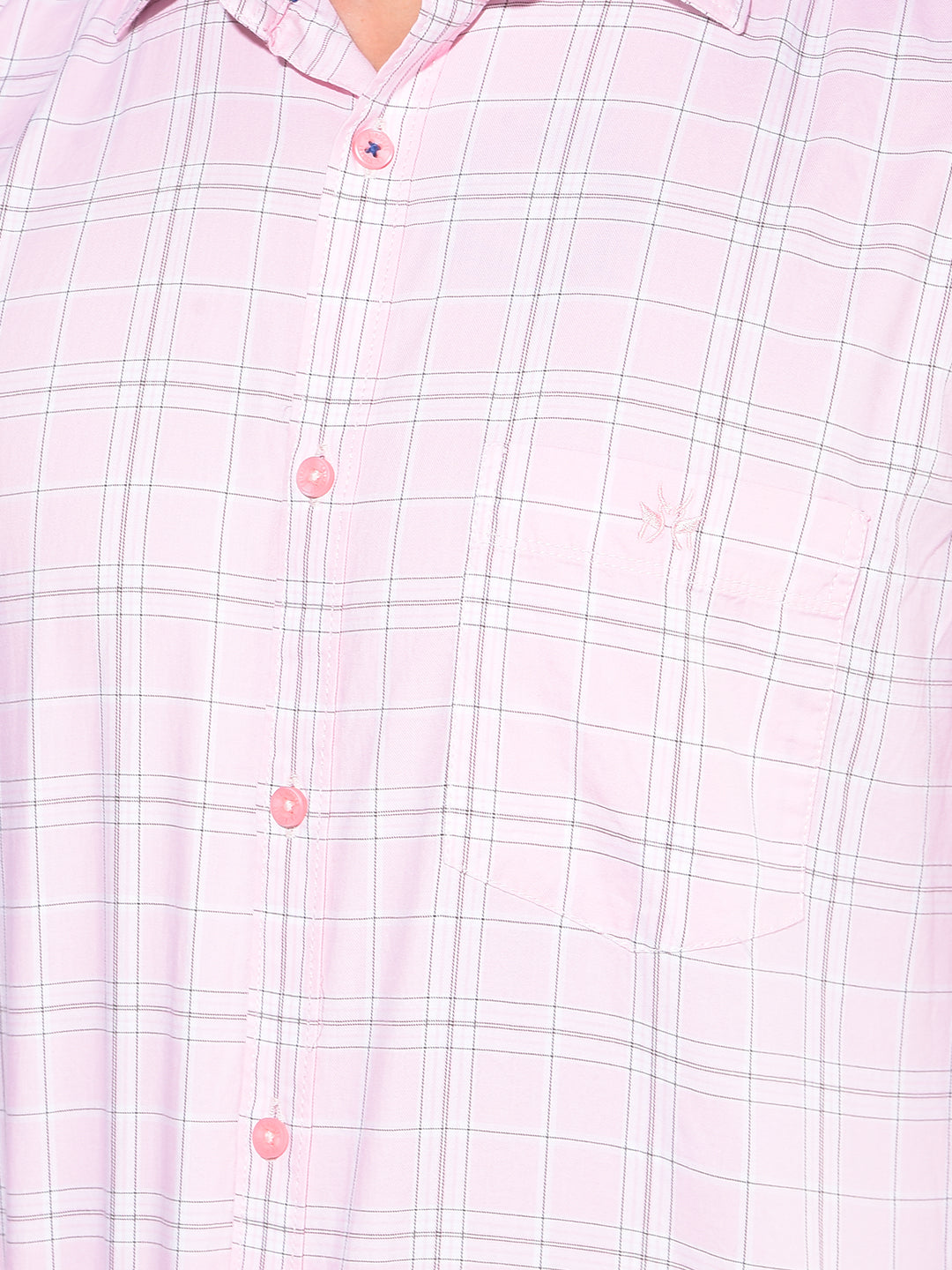 Pink Tartan Check 100% Cotton Shirt-Men Shirts-Crimsoune Club