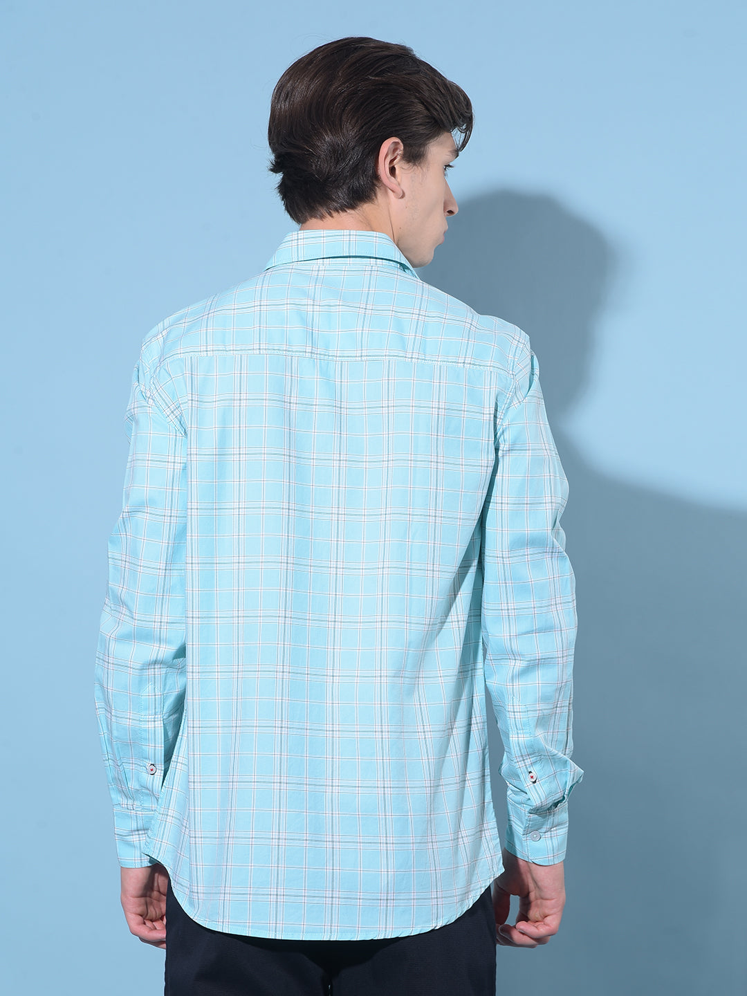 Blue Tartan Check 100% Cotton Shirt-Men Shirts-Crimsoune Club