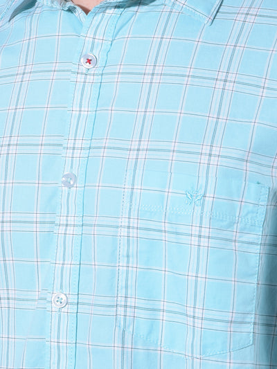 Blue Tartan Check 100% Cotton Shirt-Men Shirts-Crimsoune Club