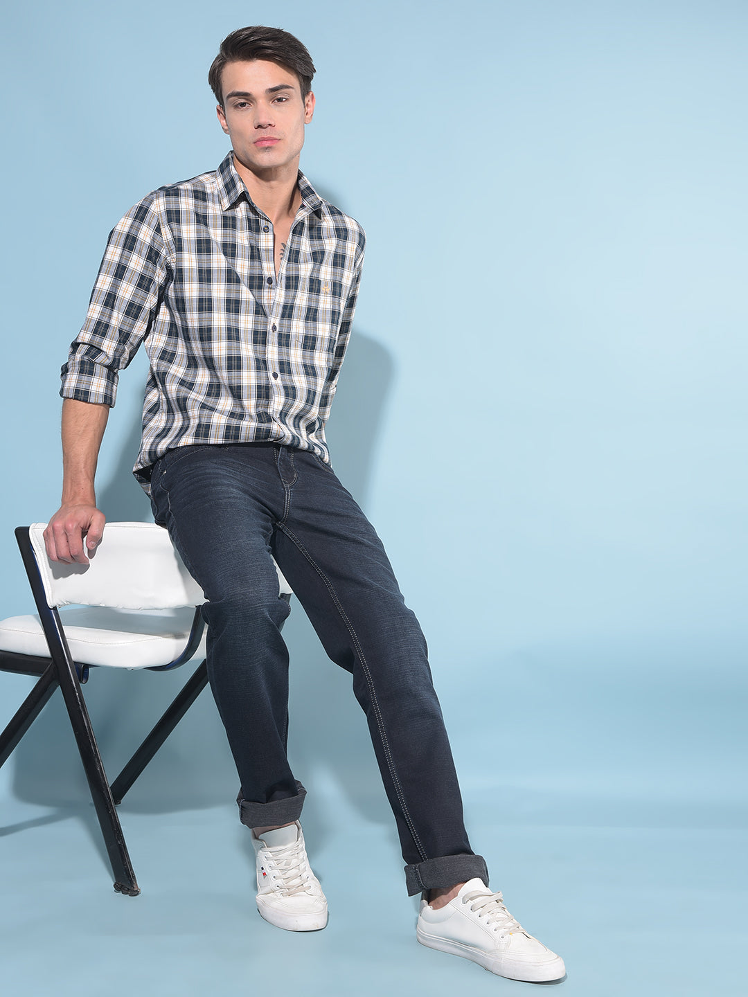 Mustard Tartan Check 100% Cotton Shirt-Men Shirts-Crimsoune Club