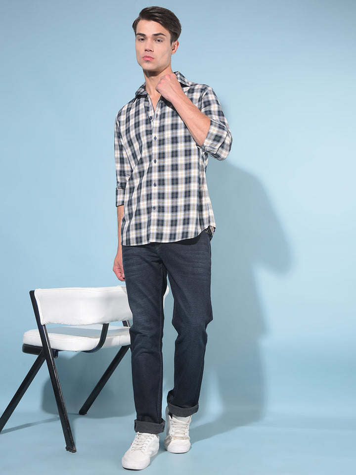 Mustard Tartan Check 100% Cotton Shirt-Men Shirts-Crimsoune Club