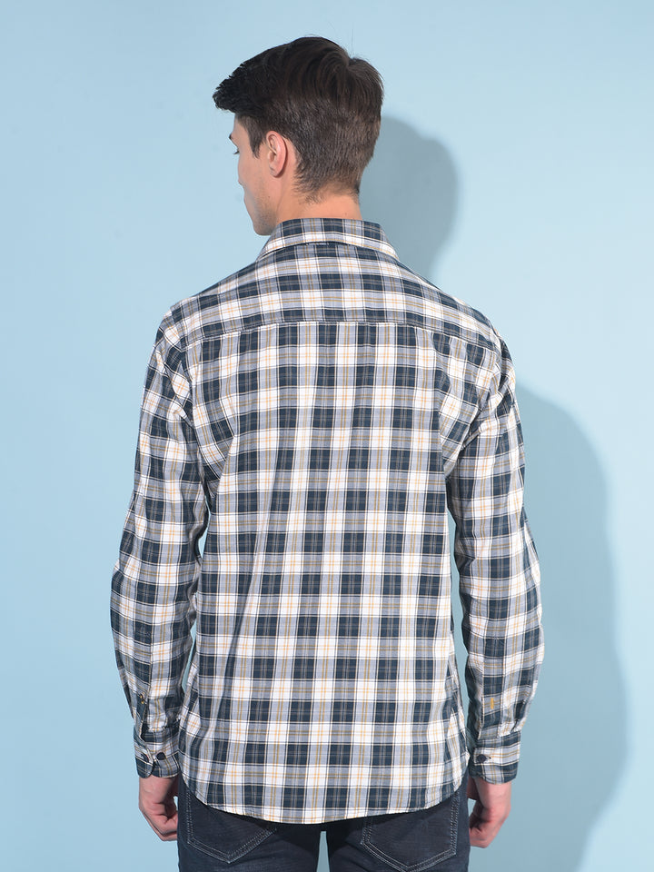 Mustard Tartan Check 100% Cotton Shirt-Men Shirts-Crimsoune Club