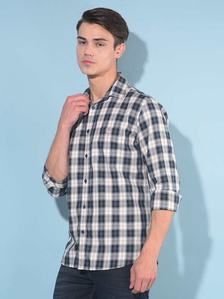 Mustard Tartan Check 100% Cotton Shirt-Men Shirts-Crimsoune Club