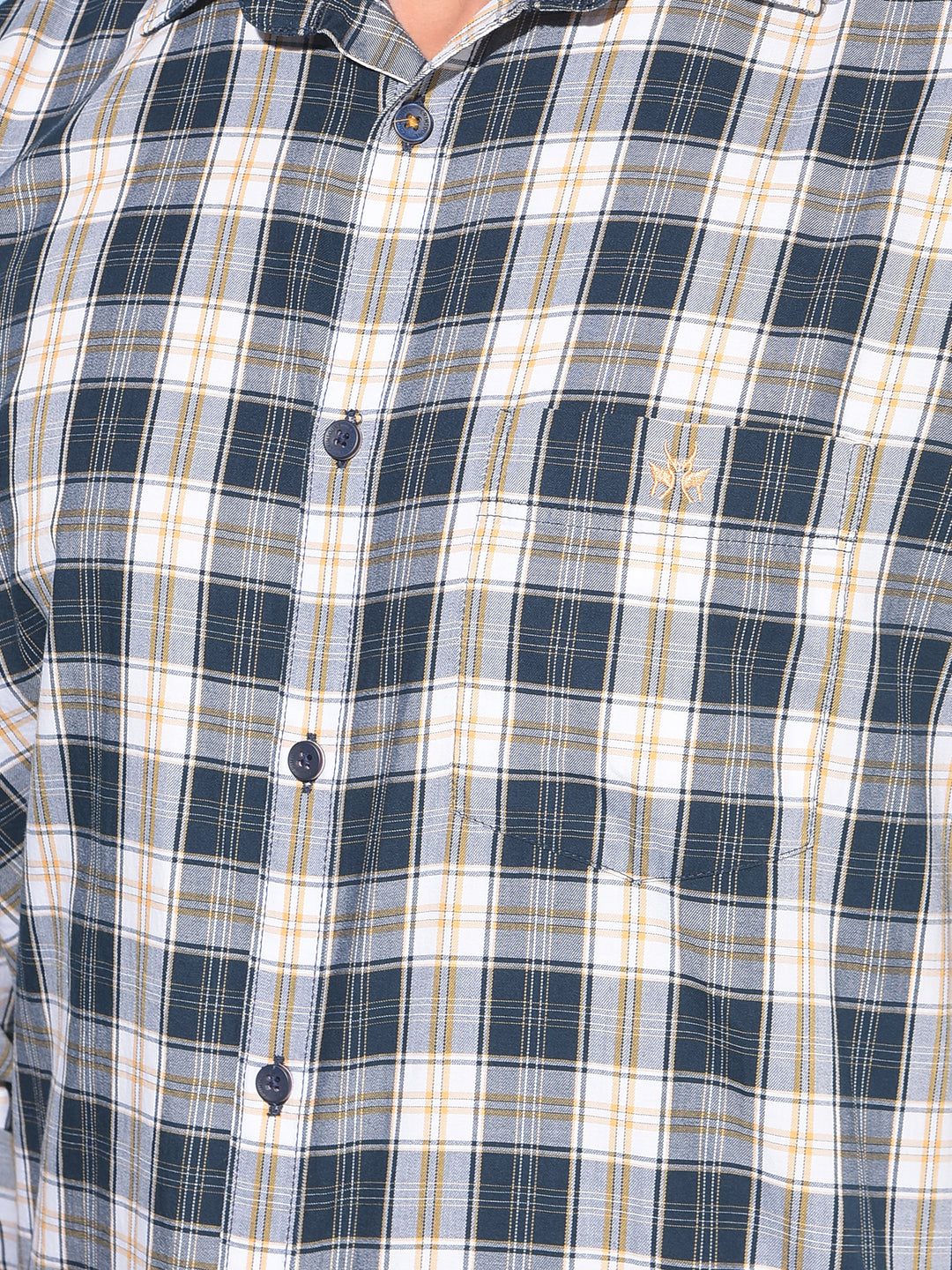 Mustard Tartan Check 100% Cotton Shirt-Men Shirts-Crimsoune Club