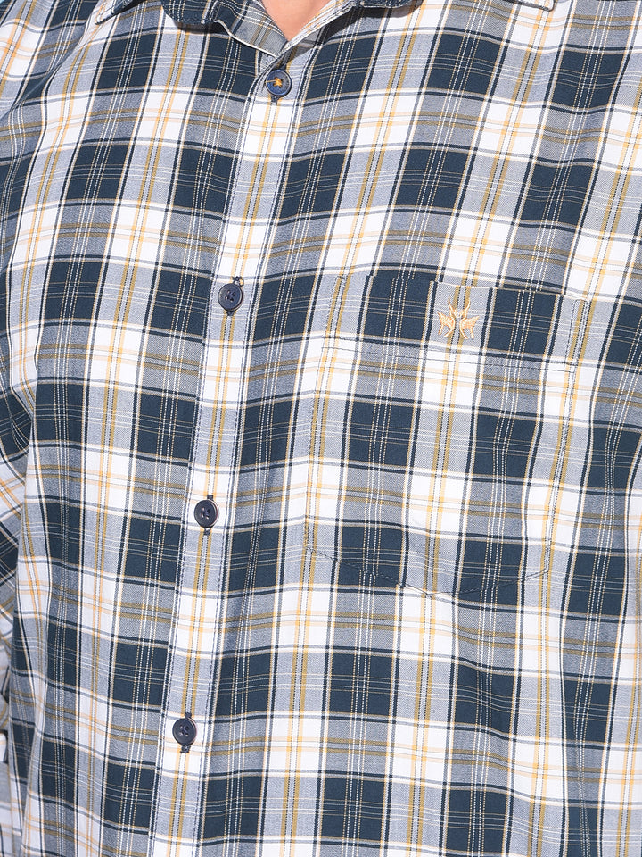 Mustard Tartan Check 100% Cotton Shirt-Men Shirts-Crimsoune Club