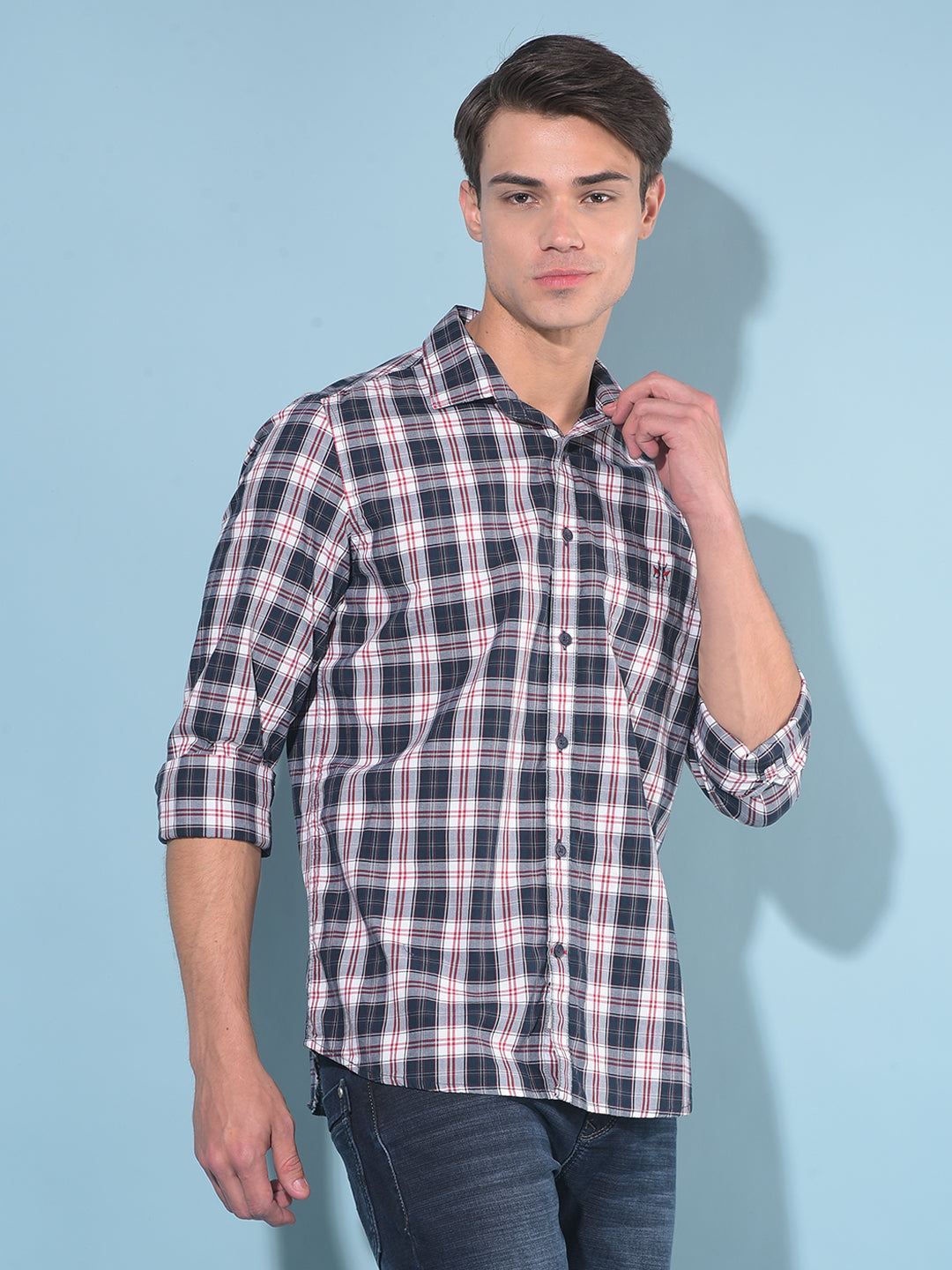 Red Tartan Check 100% Cotton Shirt-Men Shirts-Crimsoune Club