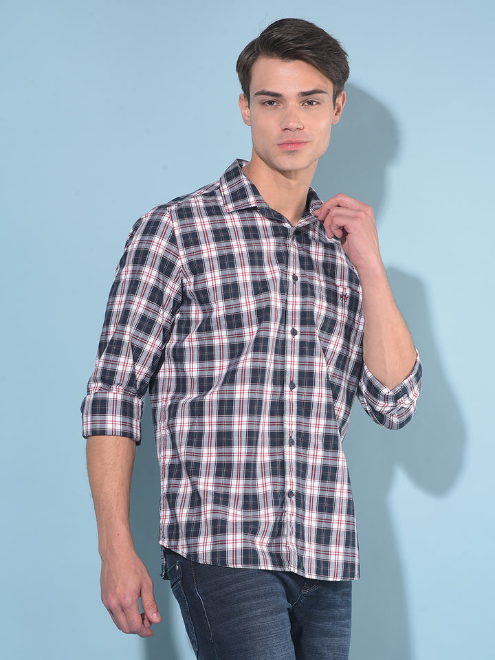 Red Tartan Check 100% Cotton Shirt-Men Shirts-Crimsoune Club