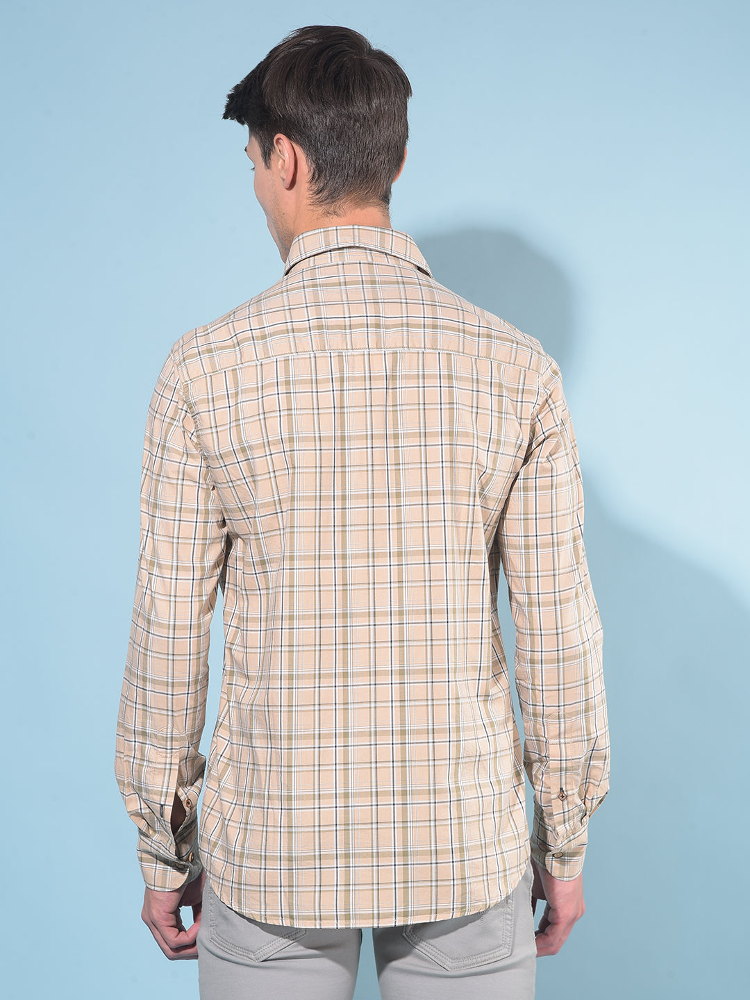 Brown Tartan Check 100% Cotton Shirt-Men Shirts-Crimsoune Club