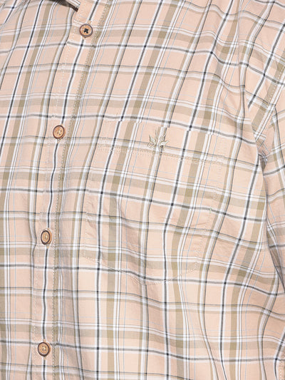 Brown Tartan Check 100% Cotton Shirt-Men Shirts-Crimsoune Club