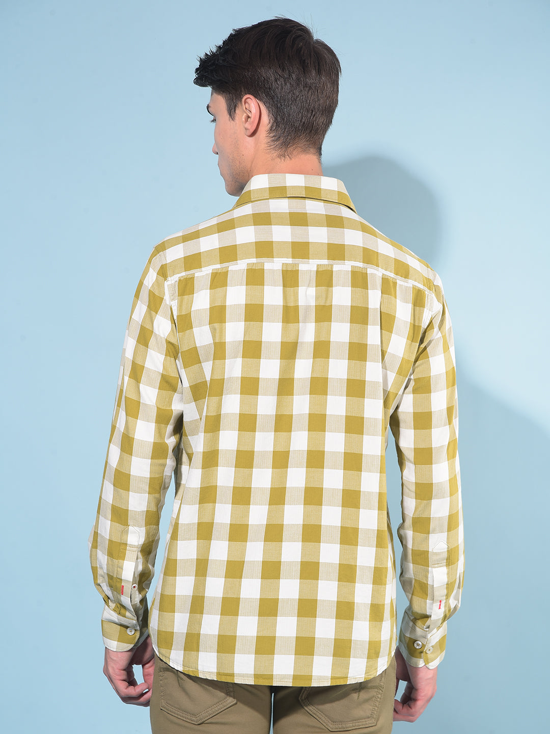 Olive Tartan Check 100% Cotton Shirt-Men Shirts-Crimsoune Club