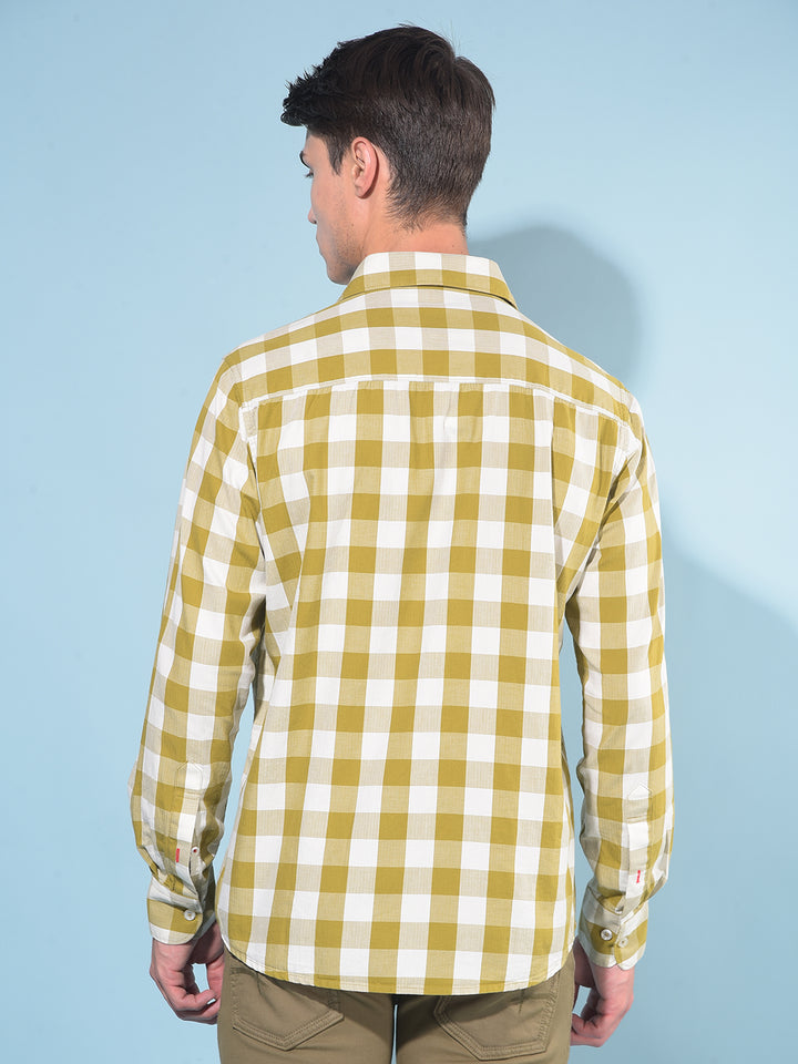 Olive Tartan Check 100% Cotton Shirt-Men Shirts-Crimsoune Club