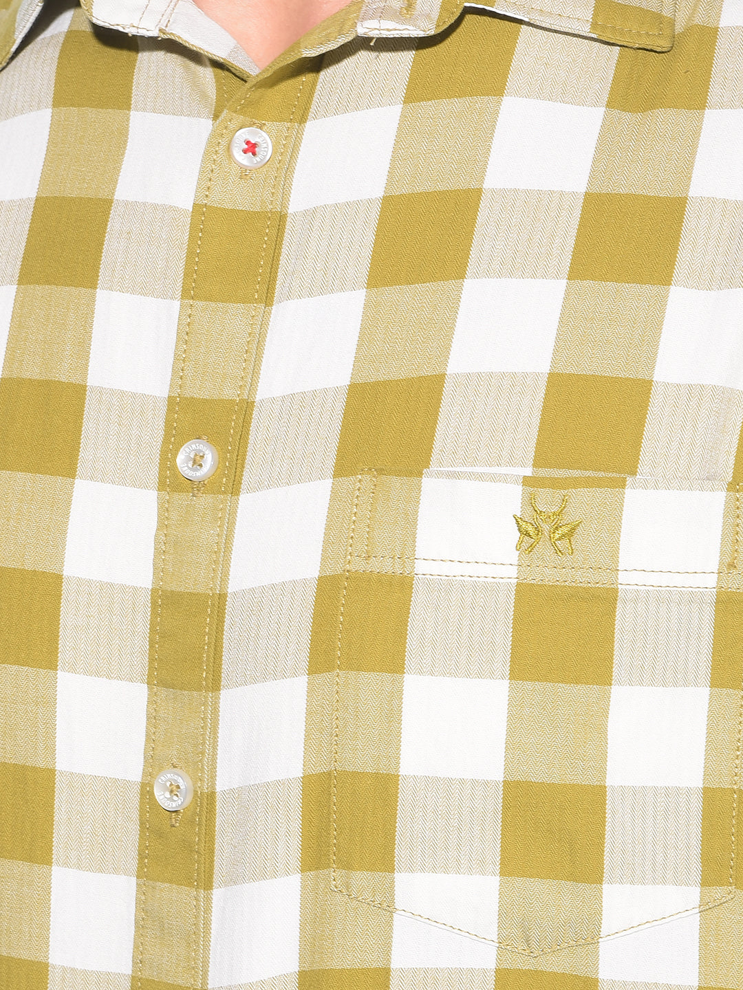 Olive Tartan Check 100% Cotton Shirt-Men Shirts-Crimsoune Club