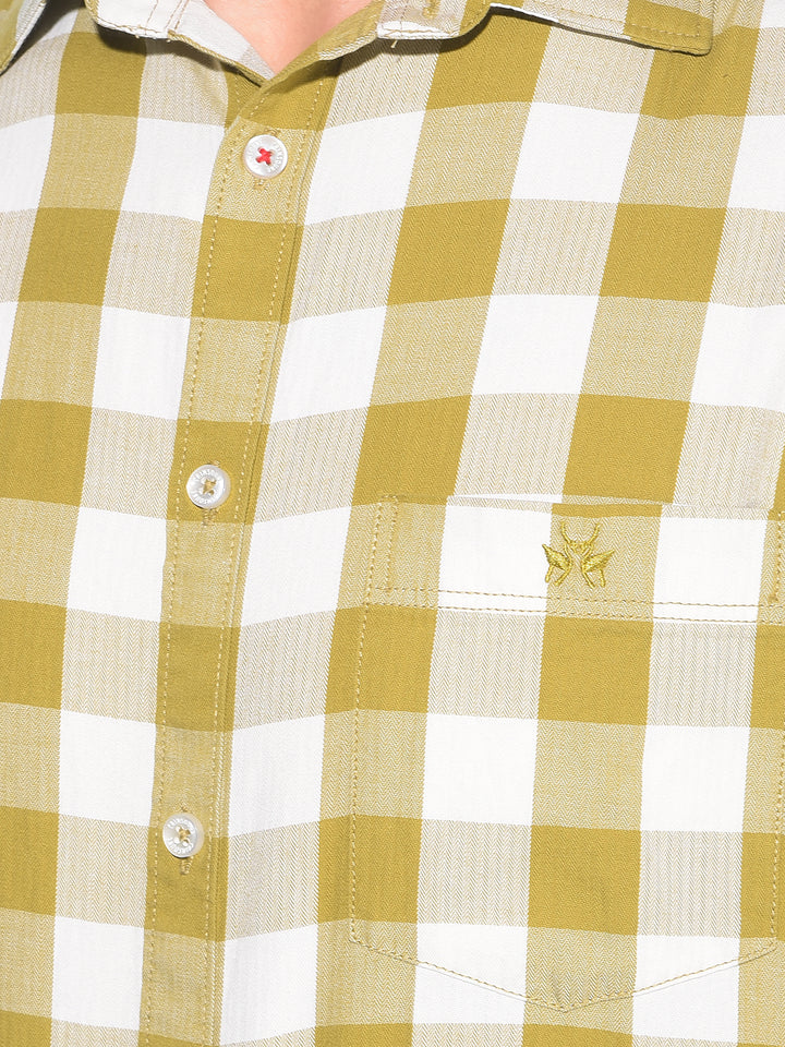 Olive Tartan Check 100% Cotton Shirt-Men Shirts-Crimsoune Club
