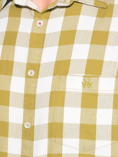 Olive Tartan Check 100% Cotton Shirt-Men Shirts-Crimsoune Club