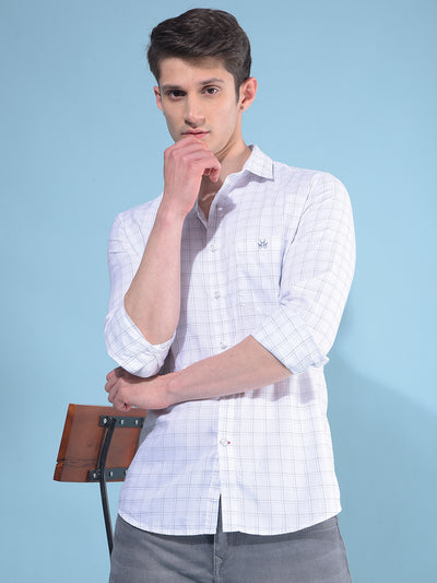 White Plain Check 100% Cotton Shirt-Men Shirts-Crimsoune Club