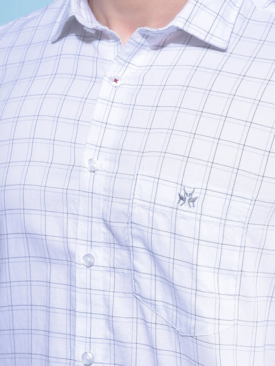 White Plain Check 100% Cotton Shirt-Men Shirts-Crimsoune Club