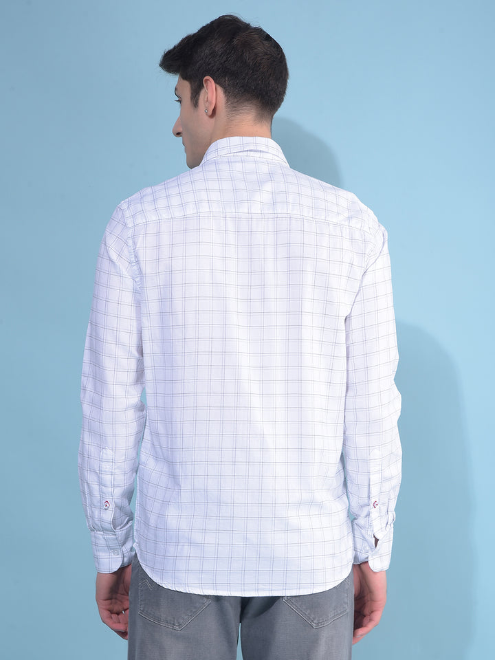 White Plain Check 100% Cotton Shirt-Men Shirts-Crimsoune Club
