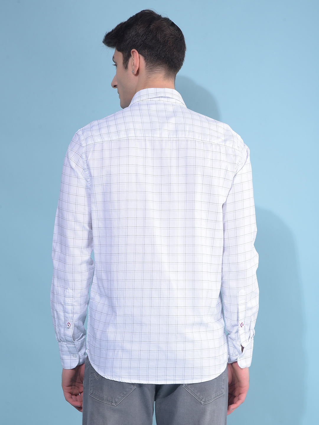 White Plain Check 100% Cotton Shirt-Men Shirts-Crimsoune Club