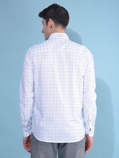 White Plain Check 100% Cotton Shirt-Men Shirts-Crimsoune Club