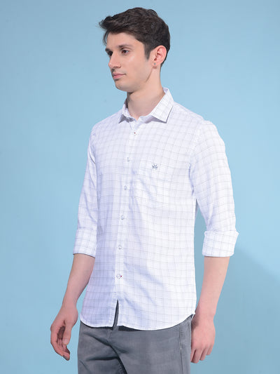 White Plain Check 100% Cotton Shirt-Men Shirts-Crimsoune Club