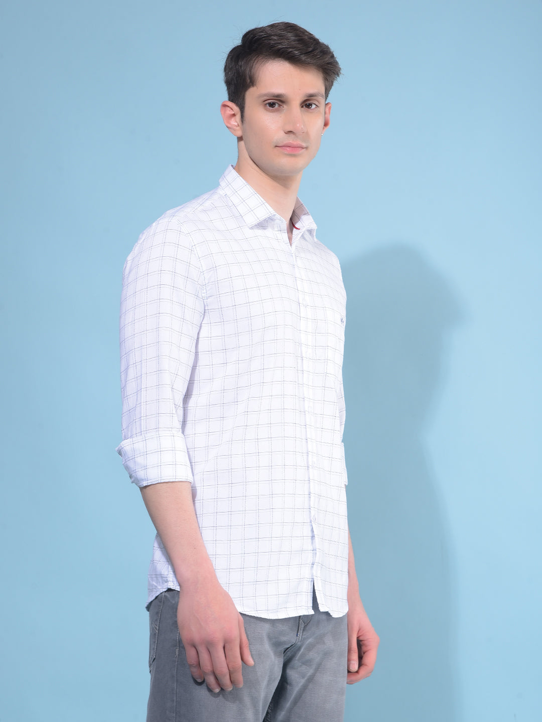 White Plain Check 100% Cotton Shirt-Men Shirts-Crimsoune Club