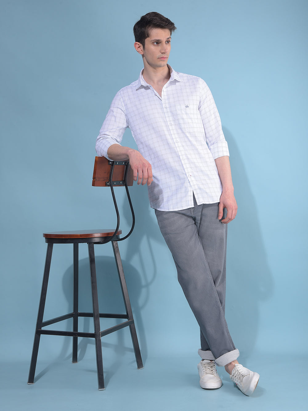 White Plain Check 100% Cotton Shirt-Men Shirts-Crimsoune Club