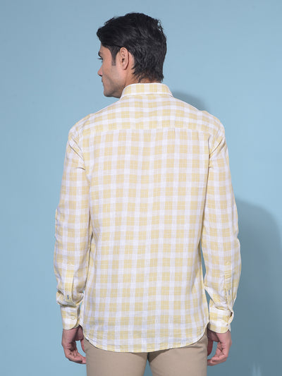 Yellow Tartan Check Linen Shirt-Men Shirts-Crimsoune Club