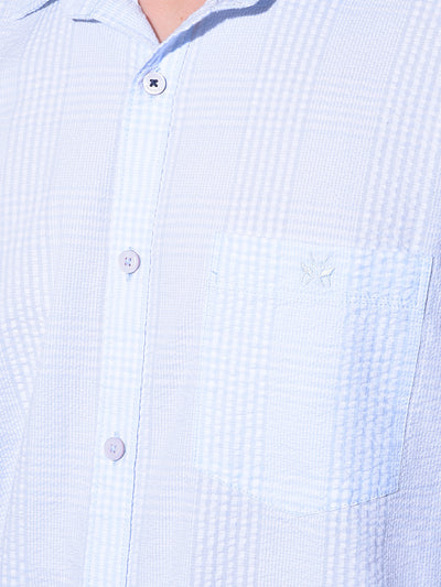 Blue Tartan Check 100% Cotton Shirt-Men Shirts-Crimsoune Club