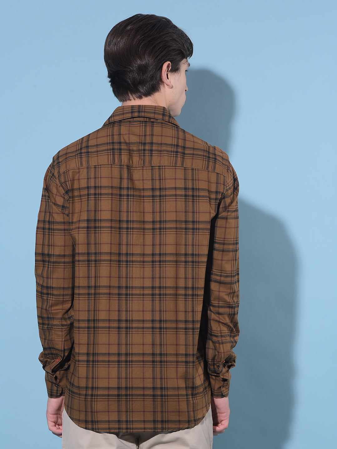 Brown Tartan Check 100% Cotton Shirt-Men Shirts-Crimsoune Club