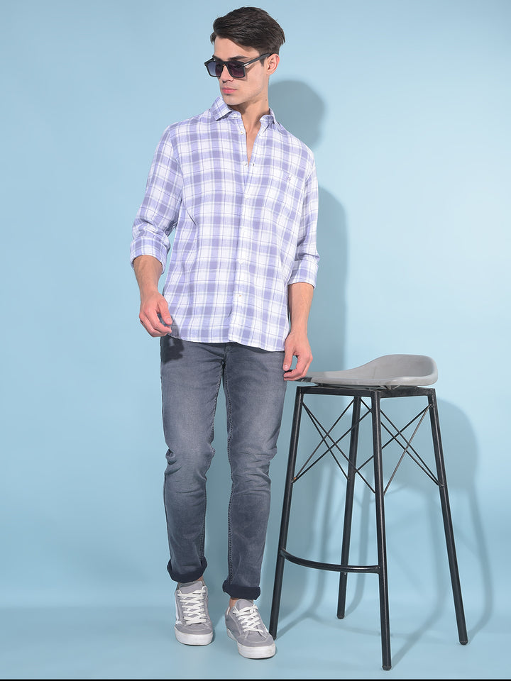 Purple Tartan Check Linen Shirt-Men Shirts-Crimsoune Club