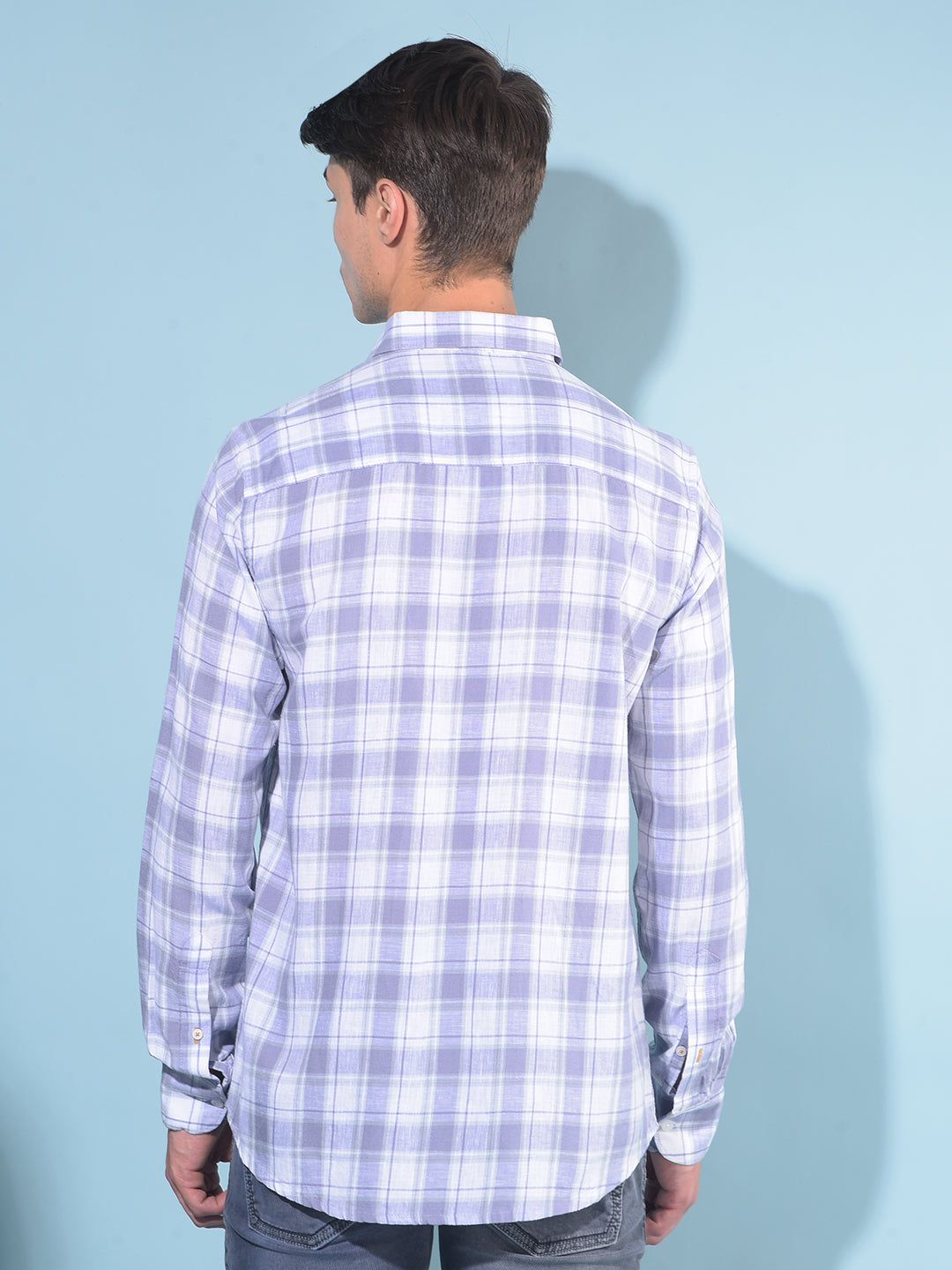 Purple Tartan Check Linen Shirt-Men Shirts-Crimsoune Club