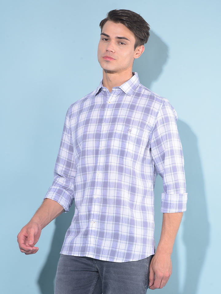 Purple Tartan Check Linen Shirt-Men Shirts-Crimsoune Club