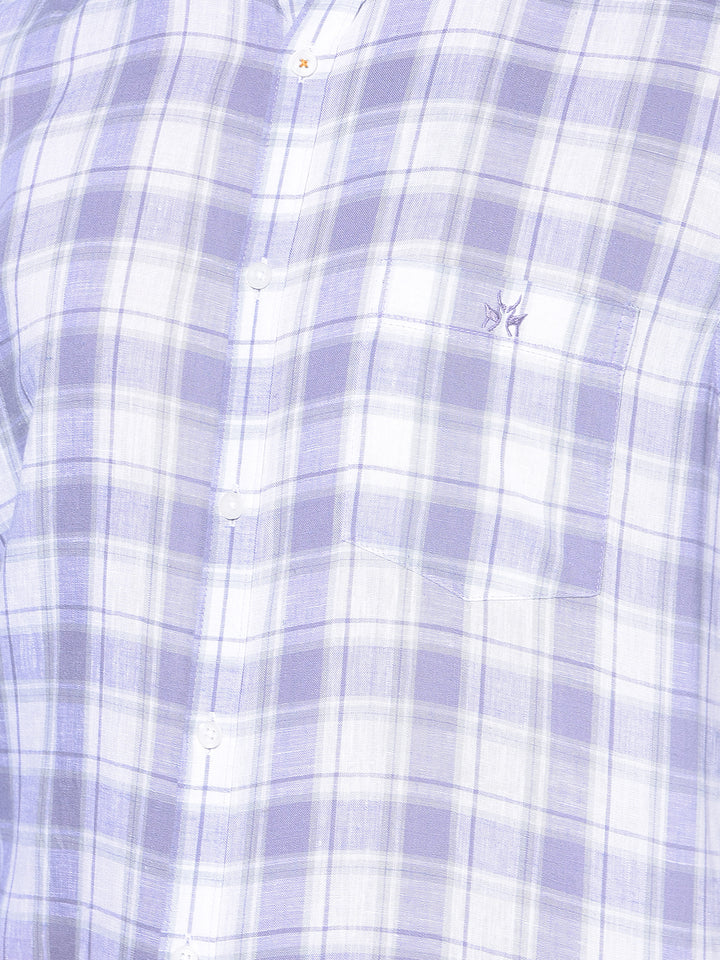 Purple Tartan Check Linen Shirt-Men Shirts-Crimsoune Club