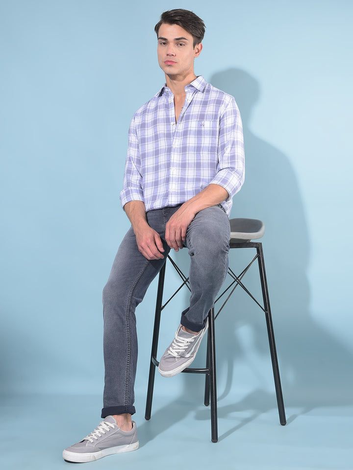 Purple Tartan Check Linen Shirt-Men Shirts-Crimsoune Club