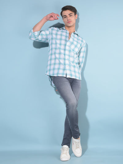 Green Tartan Check Linen Shirt-Men Shirts-Crimsoune Club