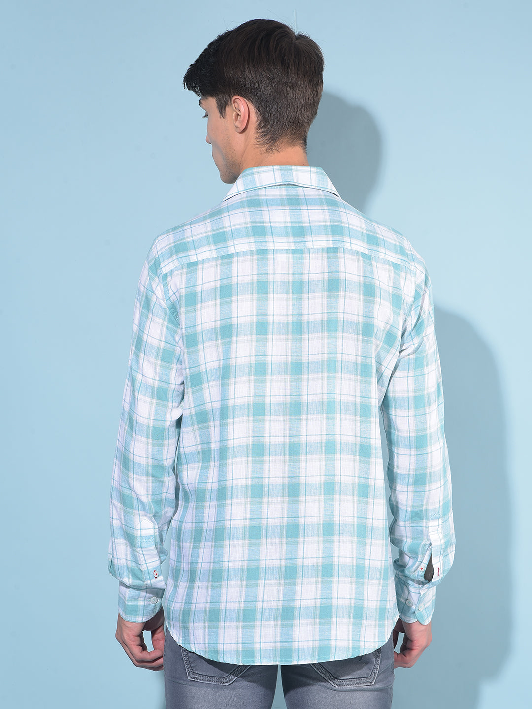 Green Tartan Check Linen Shirt-Men Shirts-Crimsoune Club