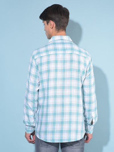 Green Tartan Check Linen Shirt-Men Shirts-Crimsoune Club