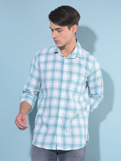 Green Tartan Check Linen Shirt-Men Shirts-Crimsoune Club